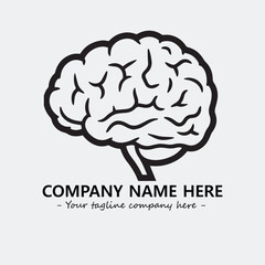Brain illustration black and white for logo company vector image
