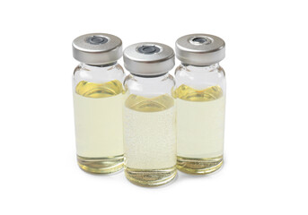 Hepatitis vaccine in glass vials isolated on white