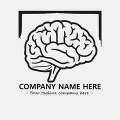 Brain illustration black and white for logo company vector image
