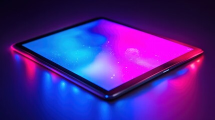 Modern Tablet Displaying Vibrant Colors with Futuristic Design Ideal for Technology and Innova
