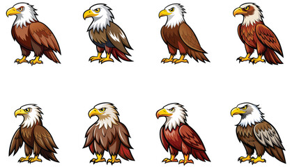 Naklejka premium Set of eagles isolated on white background