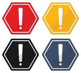 Danger warning icon set isolated on white background.