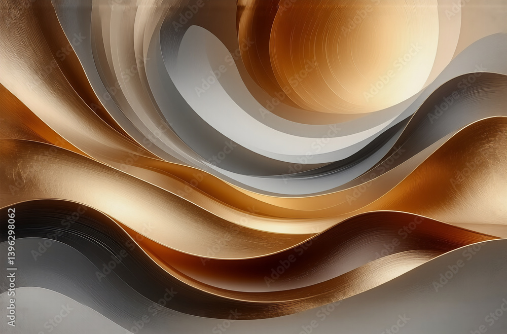 Aufkleber abstract flowing forms in gold and grey create a smooth, wavy texture. elegant and modern, this desi
