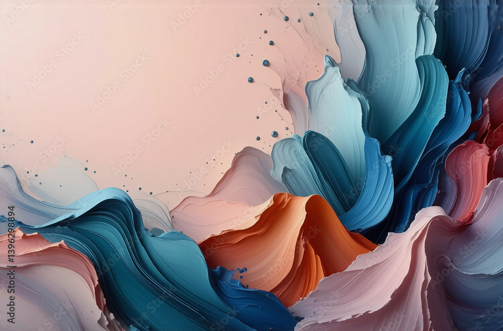 Poster abstract flowing shapes in pastel hues create a calming and artistic backdrop. soft waves of color b