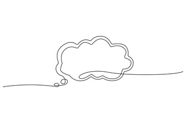 Continuous one line drawing of speech bubble. Single line drawing illustration of bubble frame for text. Balloon dialog speak concept vector art. Doodle line illustration.