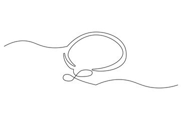 Obraz premium Continuous one line drawing of speech bubble. Single line drawing illustration of bubble frame for text. Balloon dialog speak concept vector art. Doodle line illustration.