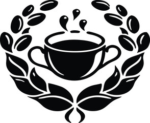 Heart Shaped Coffee Designs – Romantic Coffee Cup Illustrations with Beans, Steam, and Decorative Elements for Café Branding and Valentine’s Day.