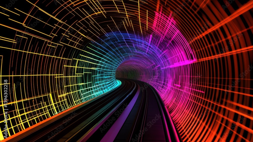 Poster discover a vibrant fusion of advanced technology and striking design in a welllit highspeed railway 