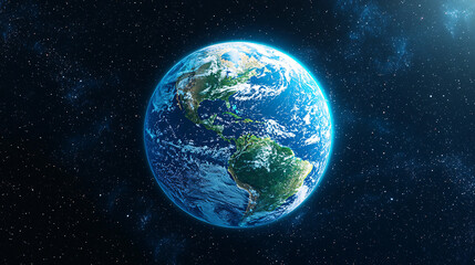 Earth from Space Realistic Render Planet Orbiting in the Cosmos Space Exploration and Planetary Study