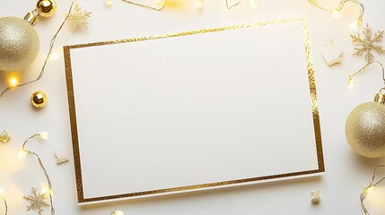 Luxury Christmas invitation card gold foil edges isolated on a white background with soft lighting