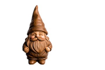 Gnome statue with a big beard and a pointy hat, isolated