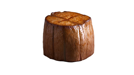 Round Wooden Log with Textured Surface and Cross-Section Detail Isolated on Transparent Background