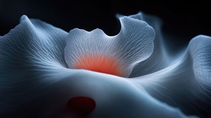 Delicate, translucent flower-like structure with subtle shading and glowing center