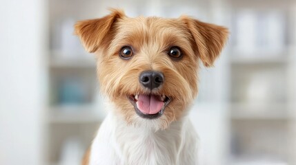 Expression of joy from a puppy in a care environment
