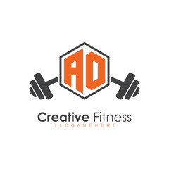 initial monogram for Fitness logo with Polygon style design