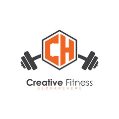initial monogram for Fitness logo with Polygon style design
