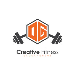 initial monogram for Fitness logo with Polygon style design