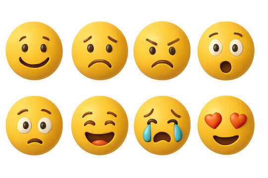 Naklejki 3d emoji icon set: expressive yellow faces for digital communication