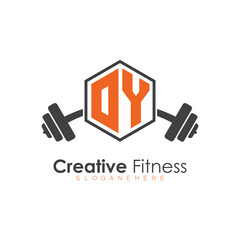 initial monogram for Fitness logo with Polygon style design