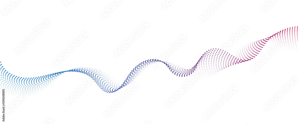 Poster flowing dot wave halftone gradient pattern on transparent background