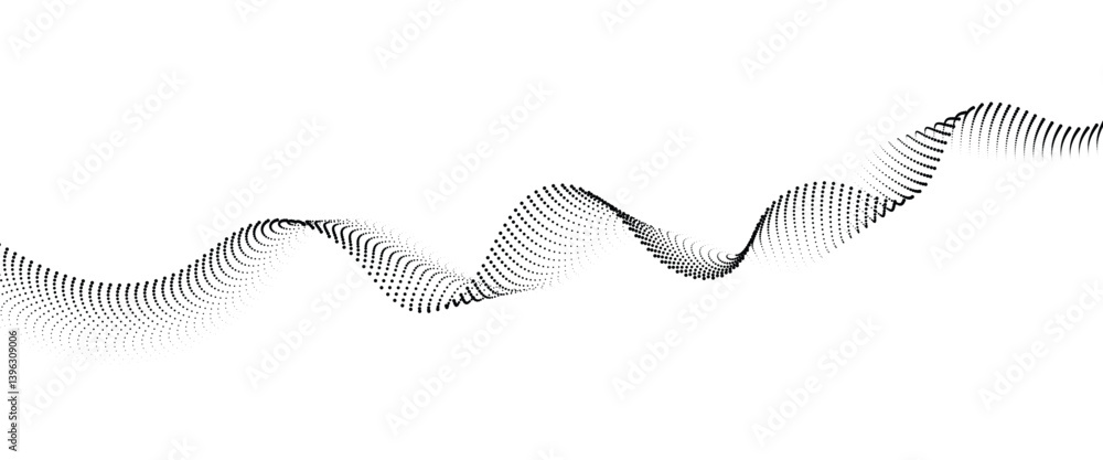 Poster flowing dot wave halftone gradient pattern on transparent background