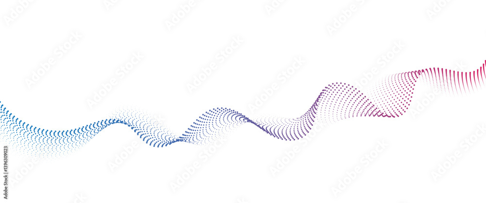 Poster flowing dot wave halftone gradient pattern on transparent background