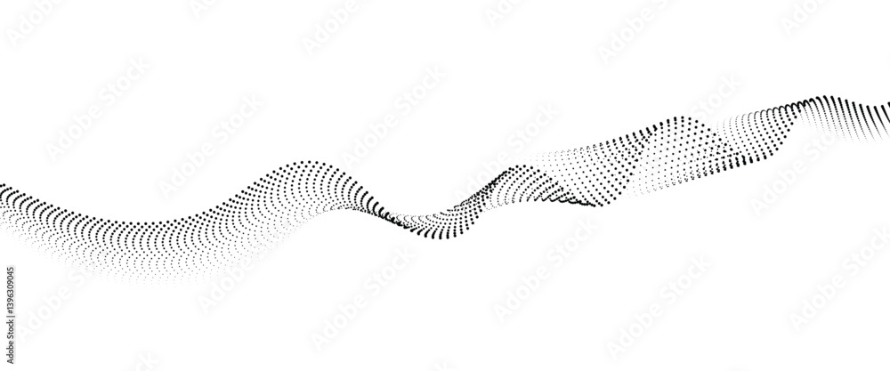 Poster flowing dot wave halftone gradient pattern on transparent background
