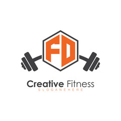 initial monogram for Fitness logo with Polygon style design