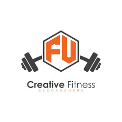 initial monogram for Fitness logo with Polygon style design
