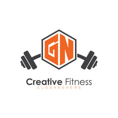 Fototapeta premium initial monogram for Fitness logo with Polygon style design
