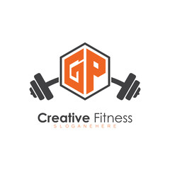 initial monogram for Fitness logo with Polygon style design