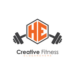 Obraz premium initial monogram for Fitness logo with Polygon style design