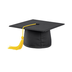 detailed 3D graduation cap with yellow tassel, symbolizing achievement and celebration