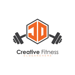 initial monogram for Fitness logo with Polygon style design