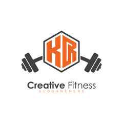 initial monogram for Fitness logo with Polygon style design