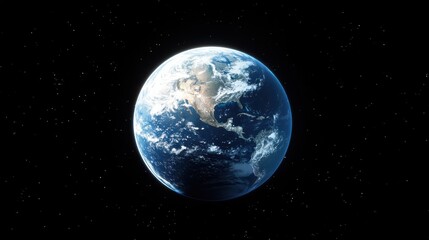 Fototapeta premium Earth viewed from space with stars in the background.