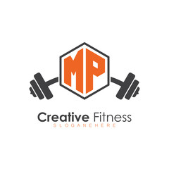 initial monogram for Fitness logo with Polygon style design