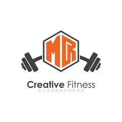 initial monogram for Fitness logo with Polygon style design