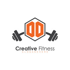initial monogram for Fitness logo with Polygon style design