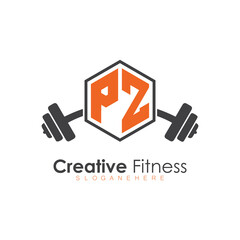 initial monogram for Fitness logo with Polygon style design