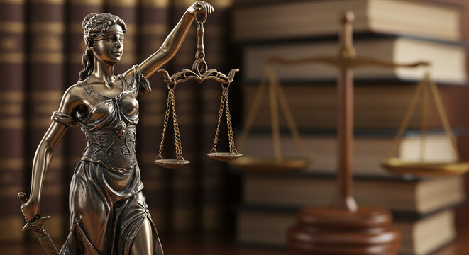 Lady Justice Statue Scales of Justice Law Books Legal Concept Bronze Figurine Judicial System