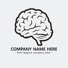 Brain illustration black and white for logo company vector image
