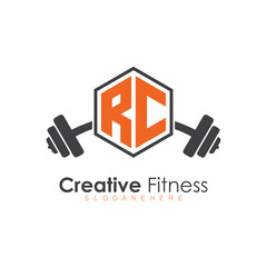 initial monogram for Fitness logo with Polygon style design