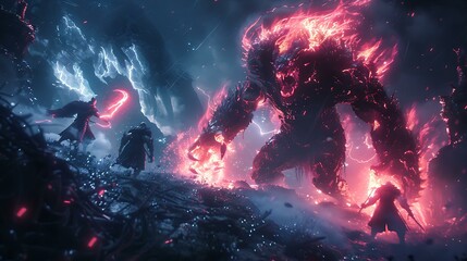 Fiery Colossus Battles Legendary Warriors of excellence in splendor beyond compare with grace