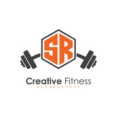initial monogram for Fitness logo with Polygon style design