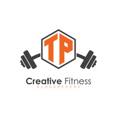 initial monogram for Fitness logo with Polygon style design