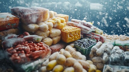 Frozen Food Pile Winter Scene of excellence in splendor beyond compare with grace in style
