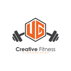 Obraz premium initial monogram for Fitness logo with Polygon style design