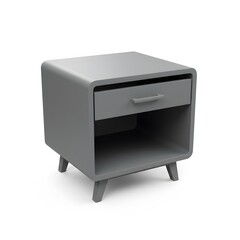 Modern Gray Nightstand with Open Shelf and Drawer Stylish Bedroom Furniture