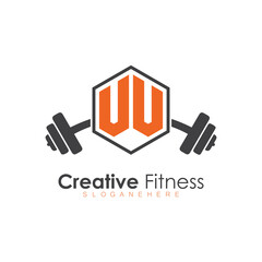 initial monogram for Fitness logo with Polygon style design